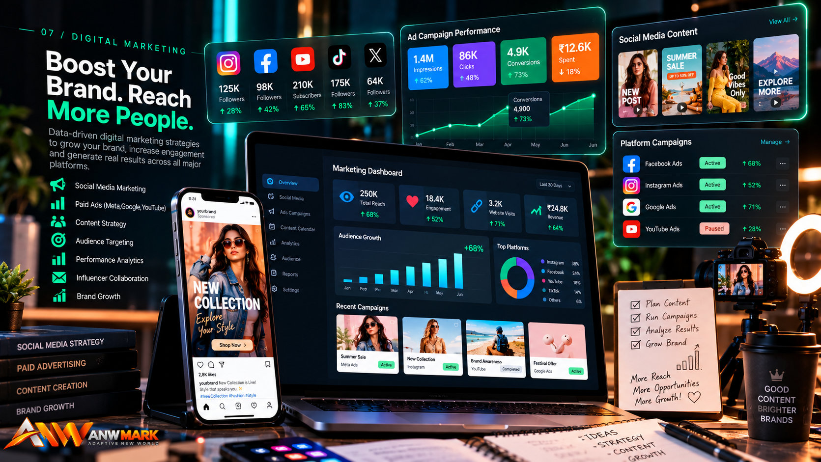 ANW Mark social media, digital campaigns and marketing analytics